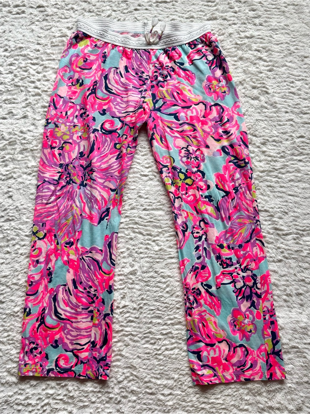 Lilly Pulitzer Girls Little Beach Pant Serene Blue Big Escapade Girls XL 12-14
